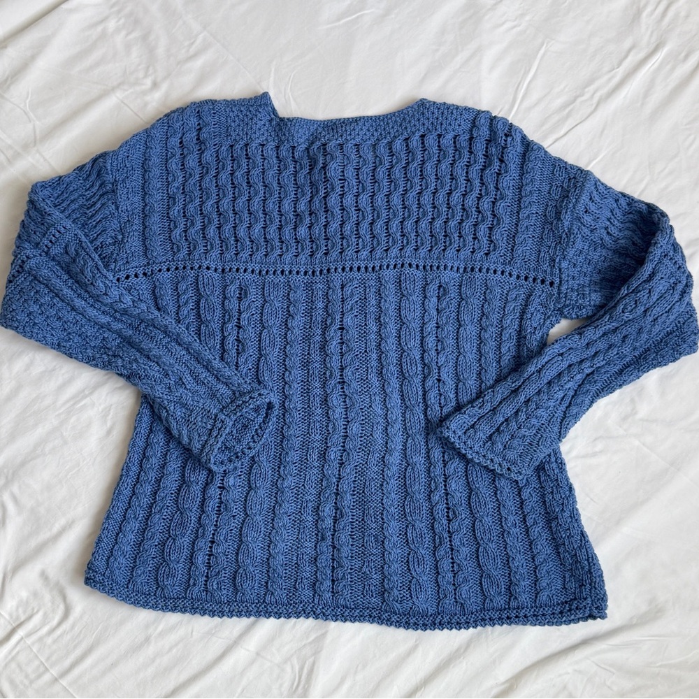 Aran Iris Cotton Ladies Cardigan - Blue size S - Picture 14 of 15